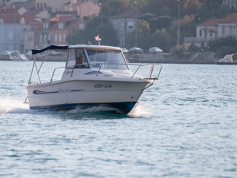 Pasara 5 HP no-licence self-drive boat at Marina Frapa Dubrovnik